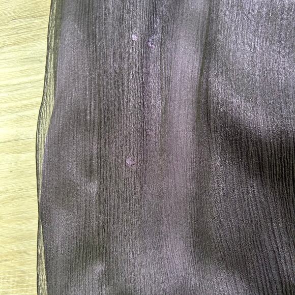 Ana Alcazar Black Silk Midi Dress with Sheer Overlay & Feather Trim Coquette - Picture 4 of 9